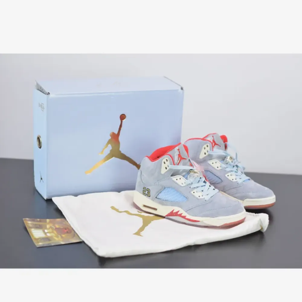 Trophy Room x Air Jordan 5 JSP Ice Blue/Sail-Metallic Gold-University Red