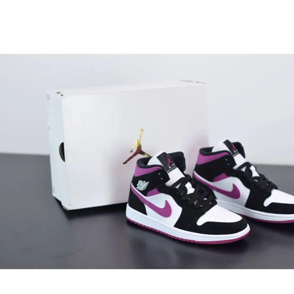 Air Jordan 1 Mid “Magenta” Black/White/Cactus Flower  BQ6472-005