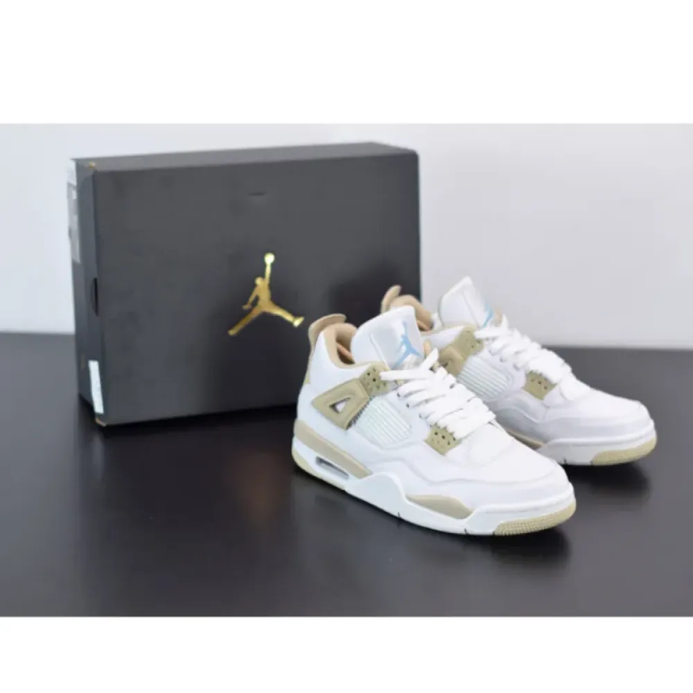Air Jordan 4 “Linen” White/Boarder Blue-Light Sand  487724-118