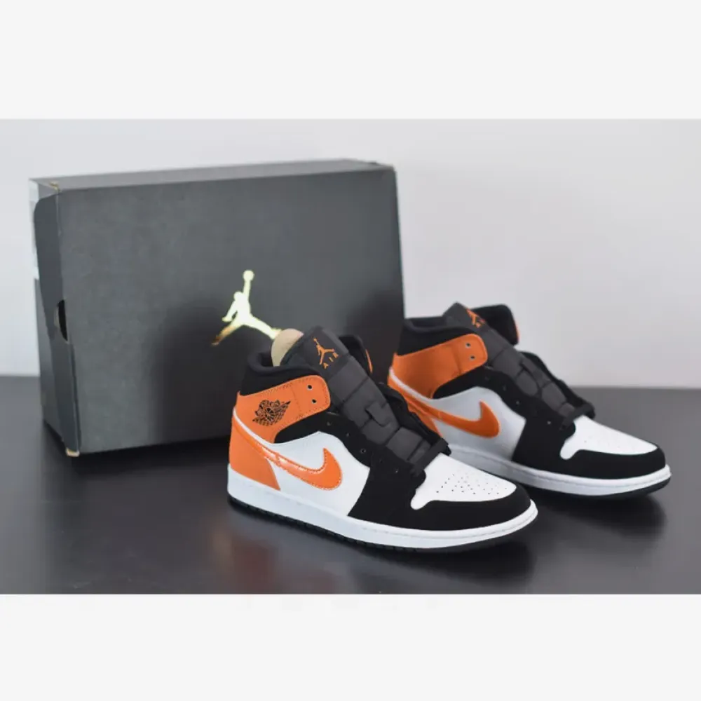 Air Jordan 1 Mid ‘Shattered Backboard’ Black/Starfish-White  554724-058