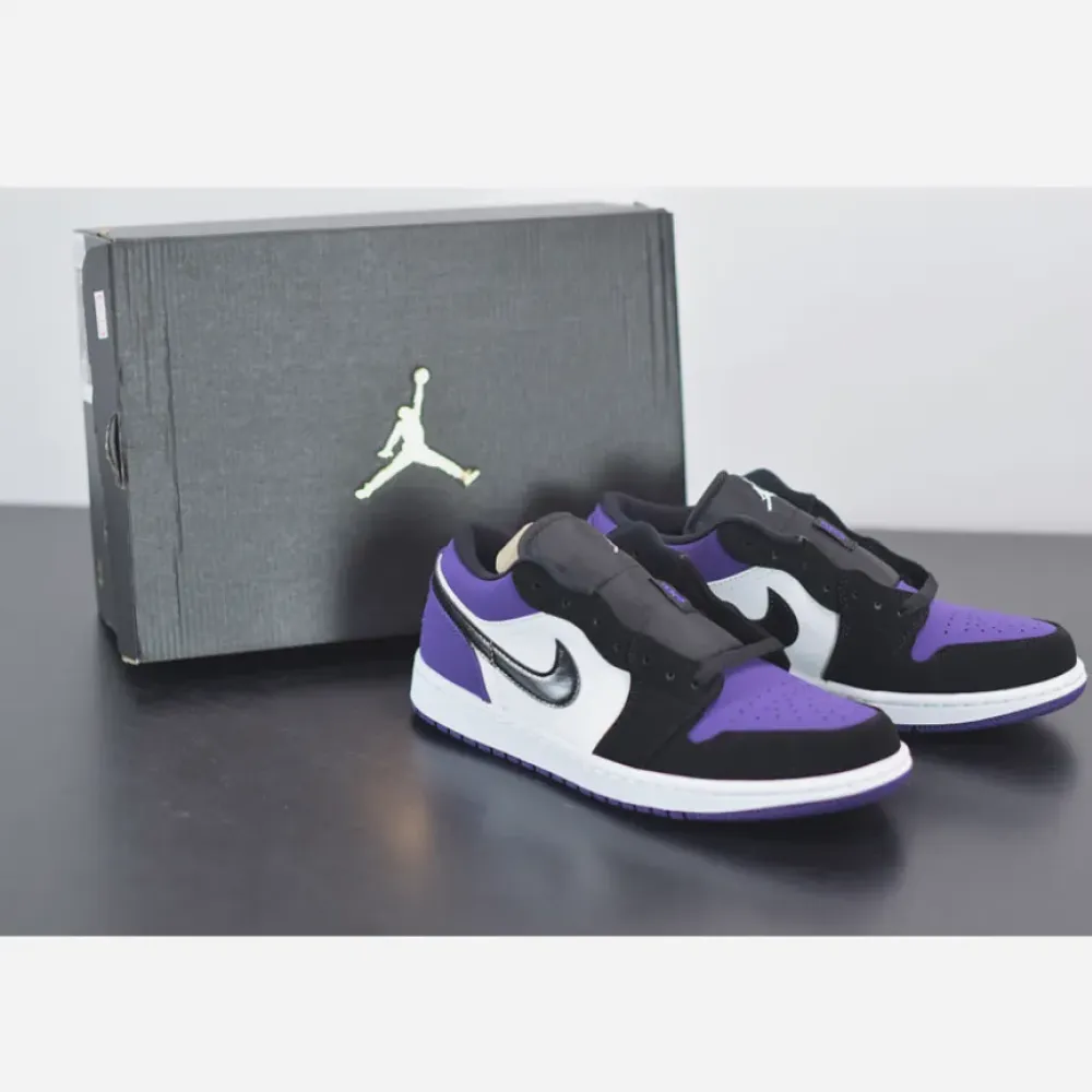 Air Jordan 1 Low White/Black/Court Purple  553558-125