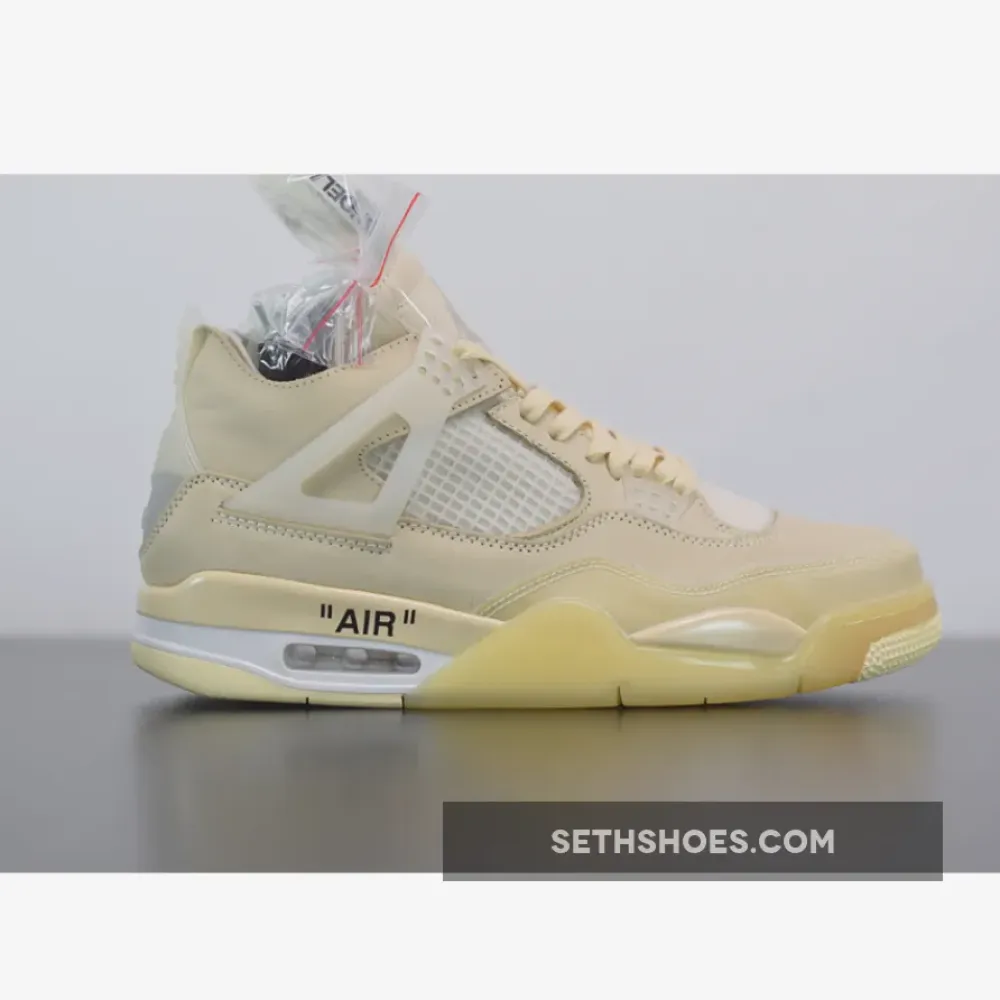 Off-White x Air Jordan 4 SP Sail/Muslin-White-Black  CV9388-100