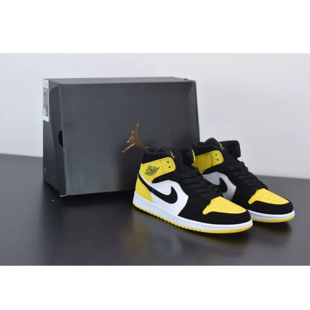 Air Jordan 1 Mid “Yellow Toe” Black/Tour Yellow-White  852542-071