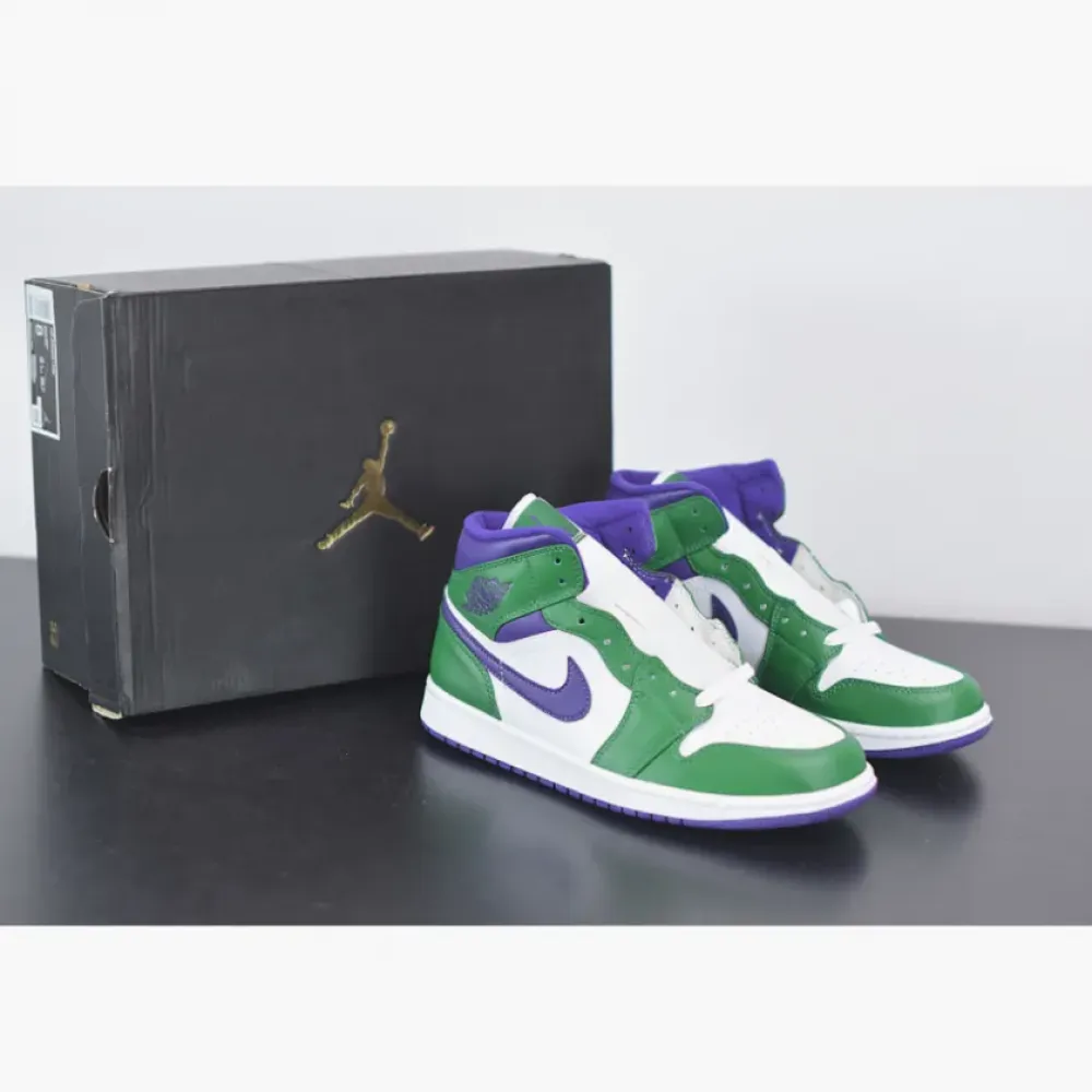 Air Jordan 1 Mid “Incredible Hulk” Aloe Verde/Court Purple-White  554724-300