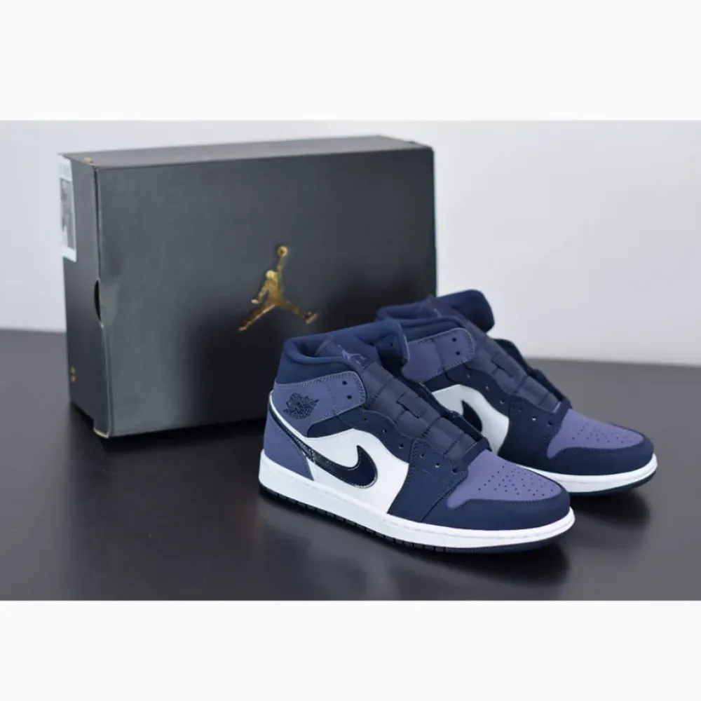 Air Jordan 1 Mid Obsidian/Sanded Purple-White  554724-445