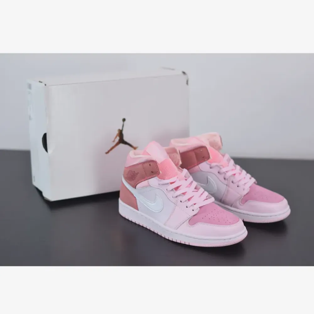 Air Jordan 1 Mid GS Digital Pink/White-Pink Foam-Sail  CW5379-600