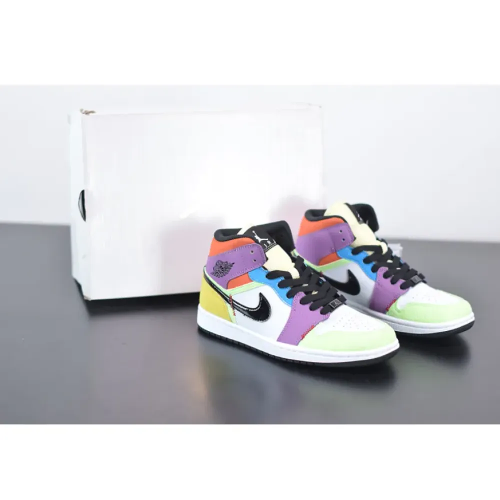 Air Jordan 1 Mid SE “Multicolor” White/Black/Lightbulb/Team Orange  CW1140-100