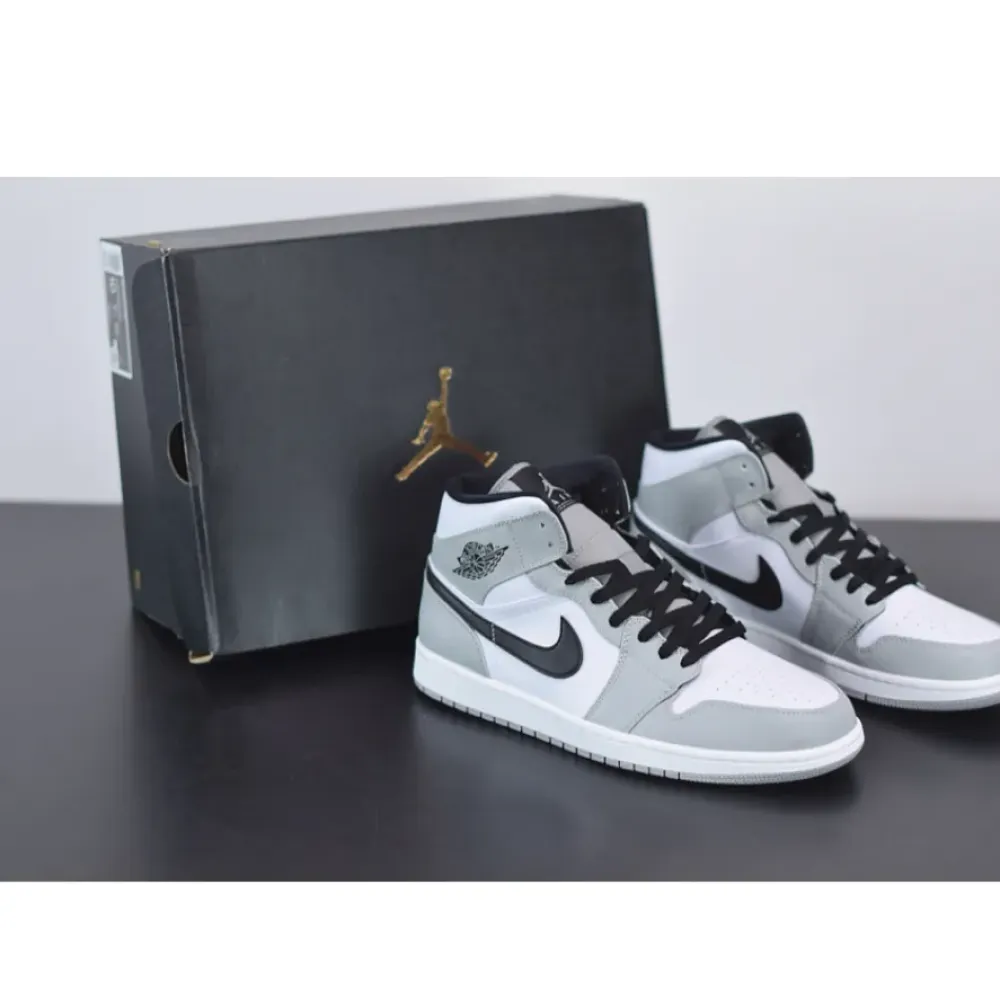 Air Jordan 1 Mid Light Smoke Grey/Black-White  554724-092