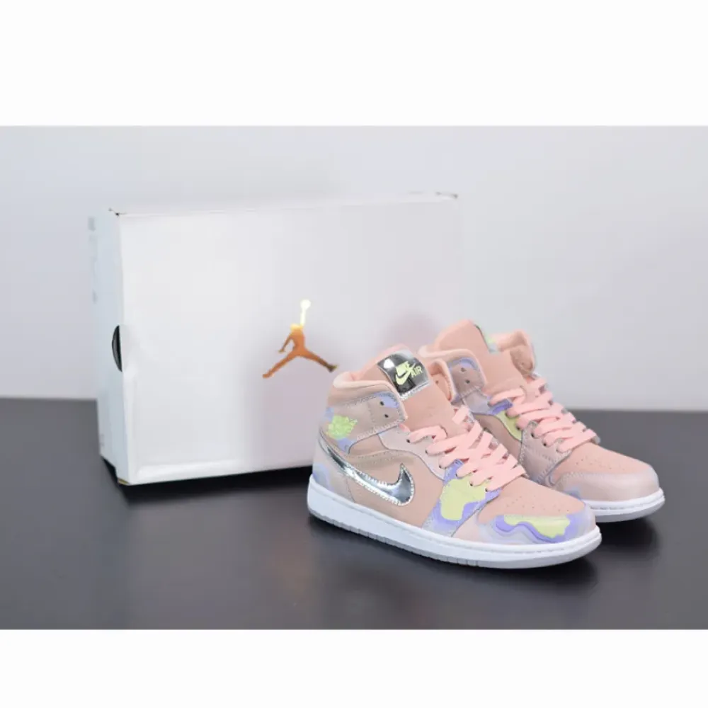 Air Jordan 1 Mid “P(HER)SPECTIVE” Washed Coral/Chrome/Light Whistle CW6008-600