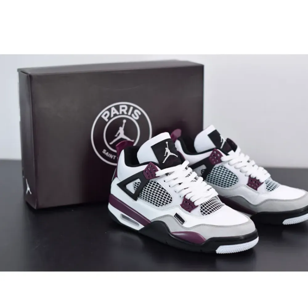 PSG x Air Jordan 4 White/Neutral Grey/Black/Bordeaux  CZ5624-100
