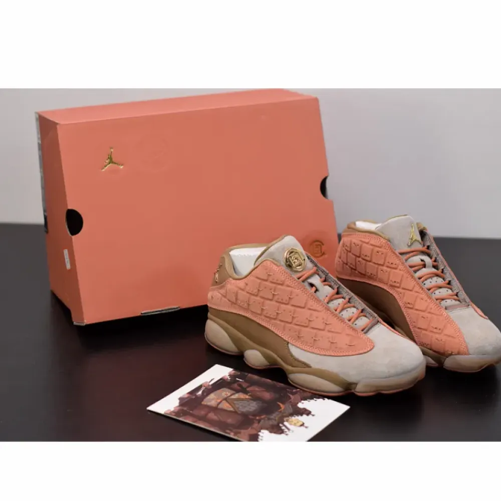Clot x Air Jordan 13 Low Sepia Stone/Canteen-Terra Blush  AT3102-200