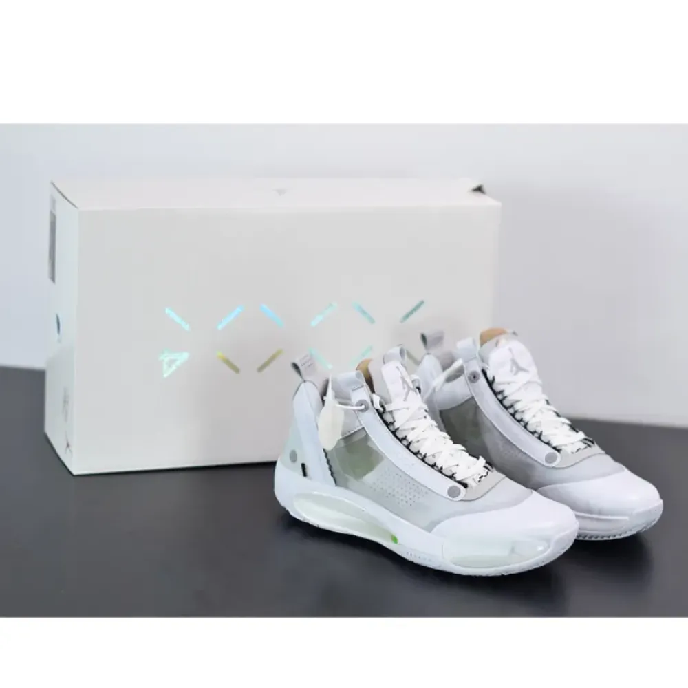 Air Jordan 34 Low “Pure Money” White/Metallic Silver-Pure Platinum CU3473-100