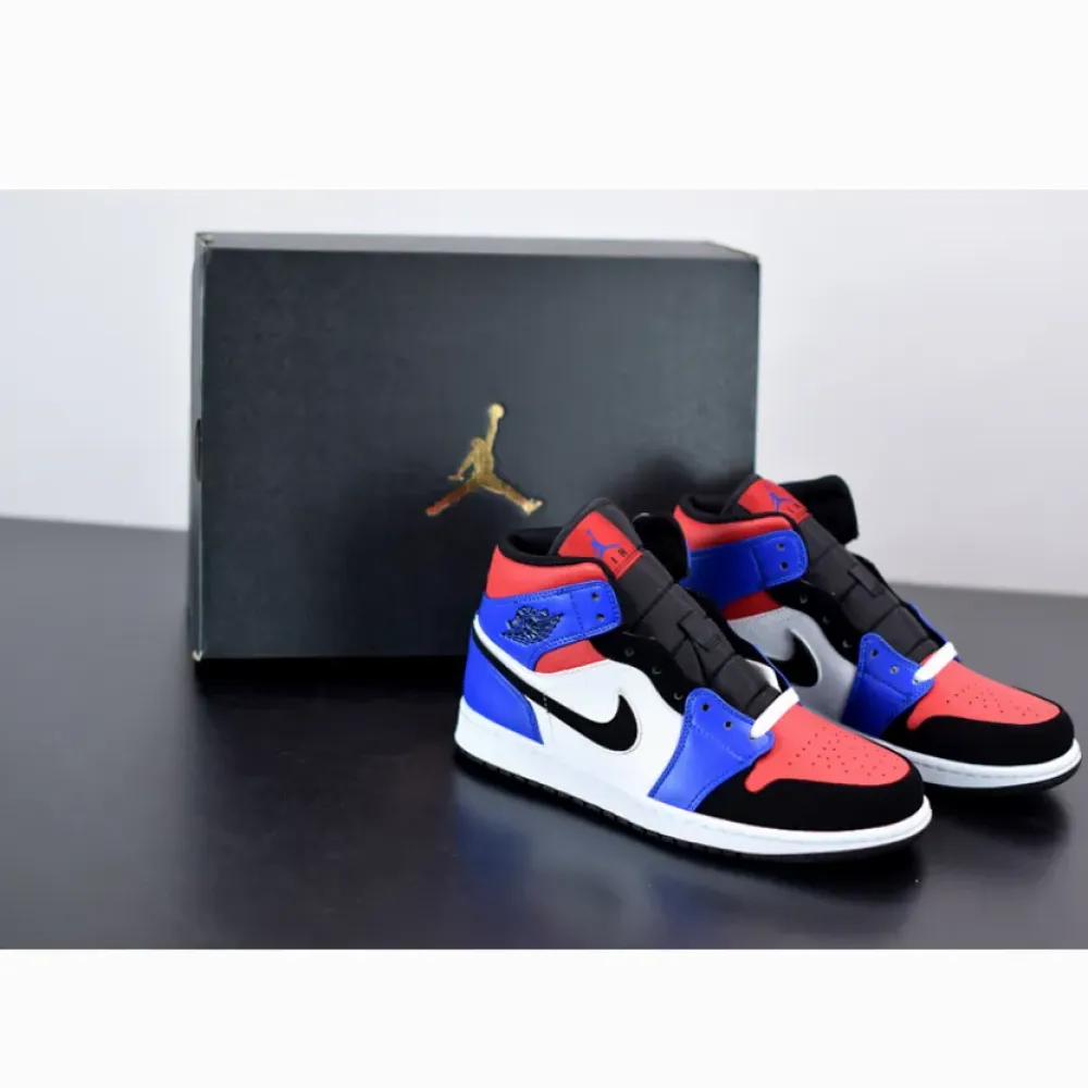 Air Jordan 1 Mid “Top 3” Blue Red Black White 554724-124