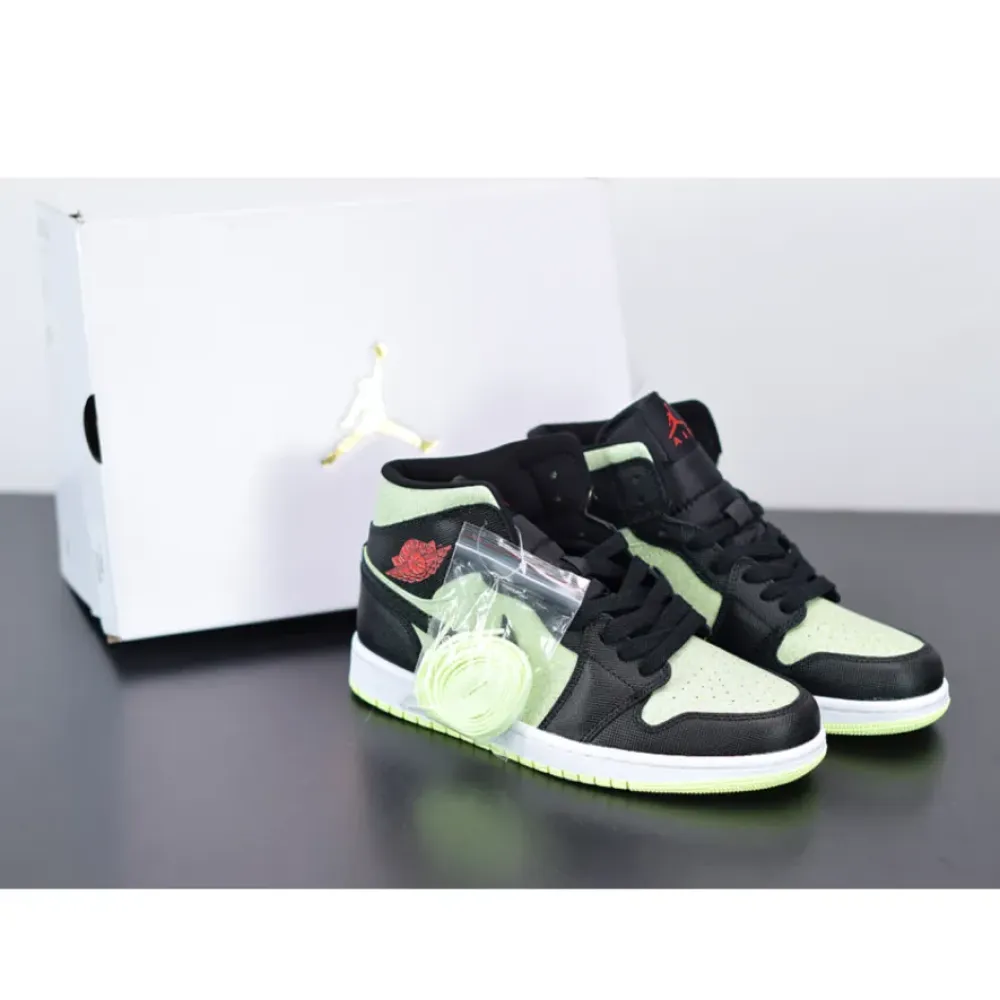 Air Jordan 1 Mid SE Black/Chile Red-Barely Volt CV5276-003