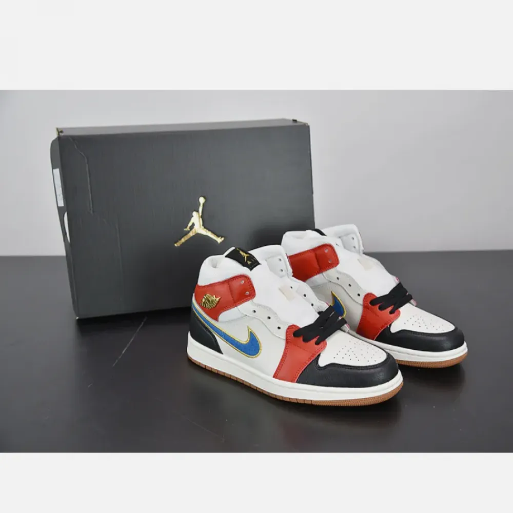 Air Jordan 1 Mid “Homecoming” Sail/Metallic Gold-Gym Red-Black DC1426-100