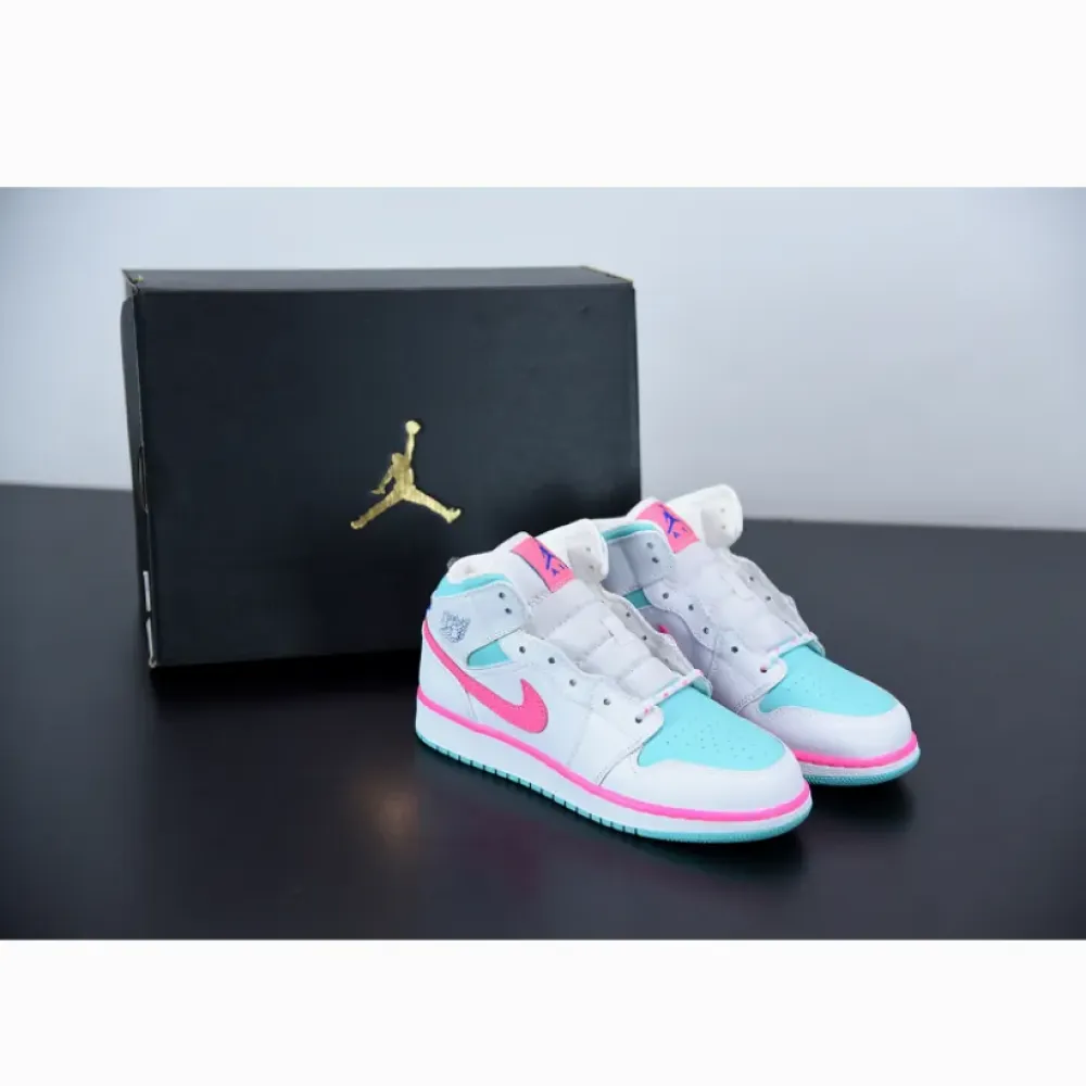Air Jordan 1 Mid GS White Digital Pink  555112-102