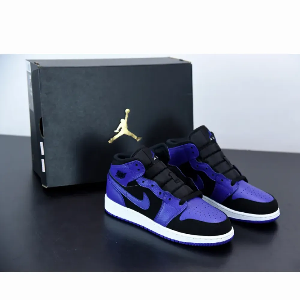 Air Jordan 1 Mid Black Dark Concord  554724-051
