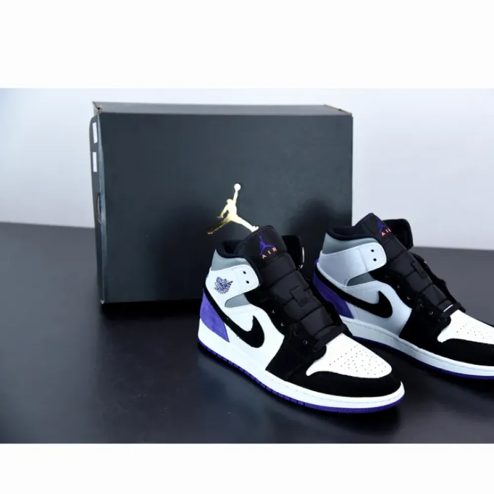 Air Jordan 1 Mid SE White/Black/Grey/Court Purple 852542-105