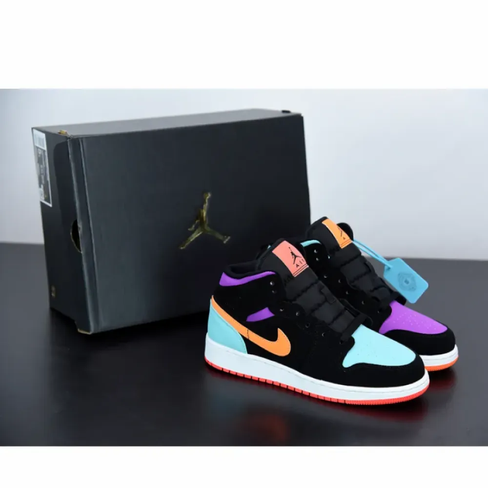 Air Jordan 1 Mid “Candy” Black Orange Purple 554725-083