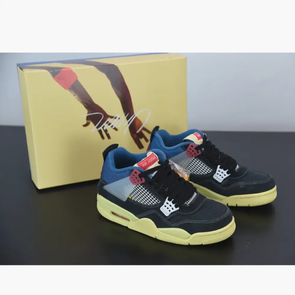 Union x Air Jordan 4 Off Noir/Blue-Light Fusion Red  DC9533-001