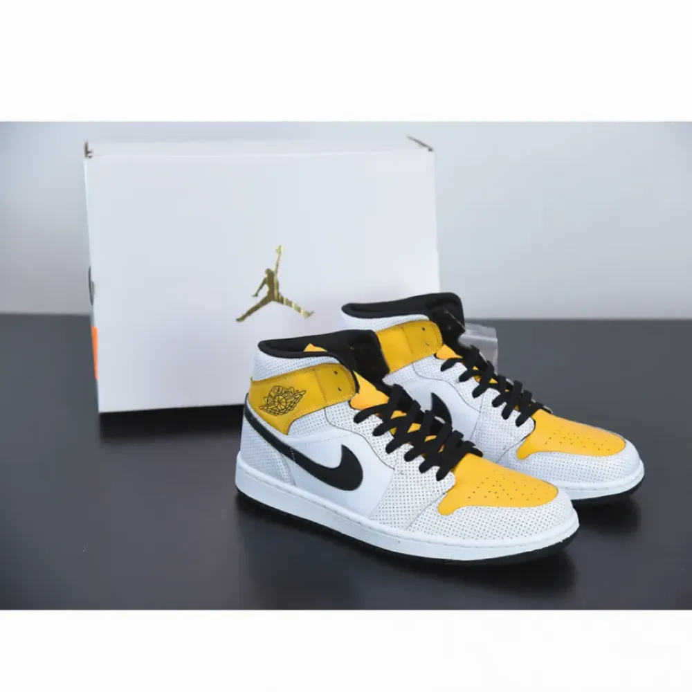 Air Jordan 1 Mid White/Black-University Gold BQ6472-107