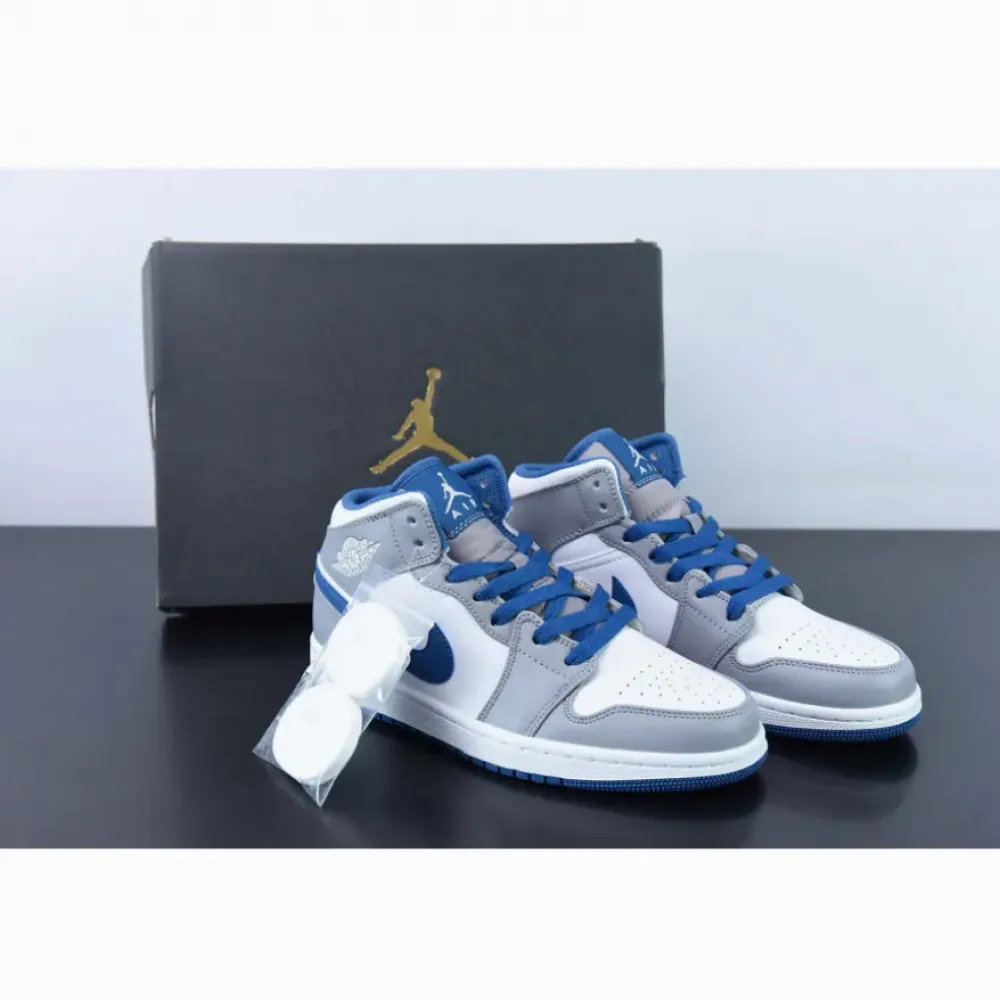 Air Jordan 1 Mid Cement Grey/White-True Blue  DQ8426-014