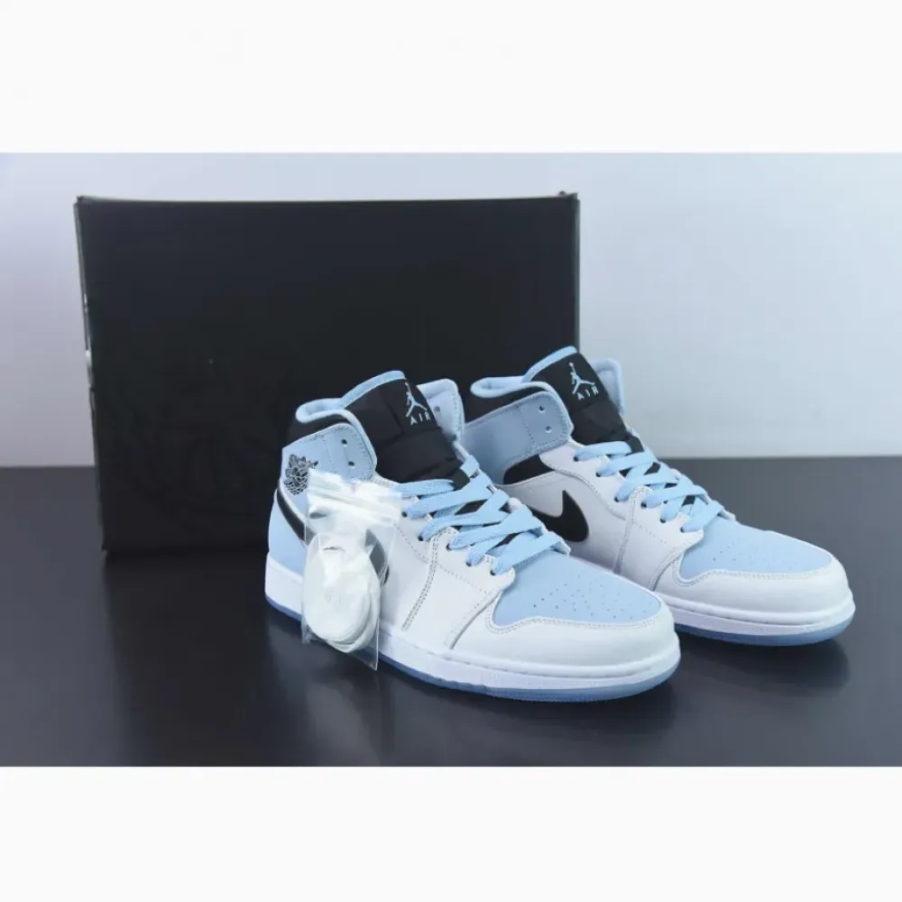 Air Jordan 1 Mid White/Ice Blue-Black  DV1308-104
