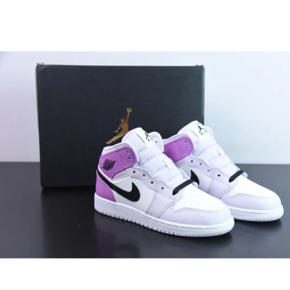 Air Jordan 1 Mid Barely Grape/Black-White-Rush Fuchsia  DQ8423-501