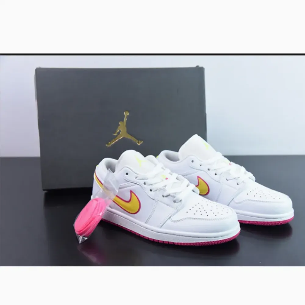 Air Jordan 1 Low GS Edge Glow White/Pink-Orange  CV4610-100