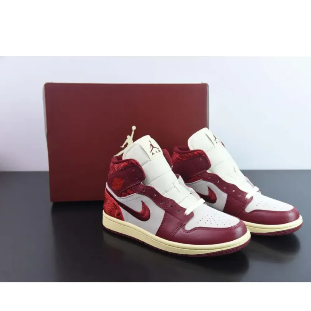 Air Jordan 1 Mid “Tiki Leaf” Team Red/Sail/Muslin  DZ2820-601
