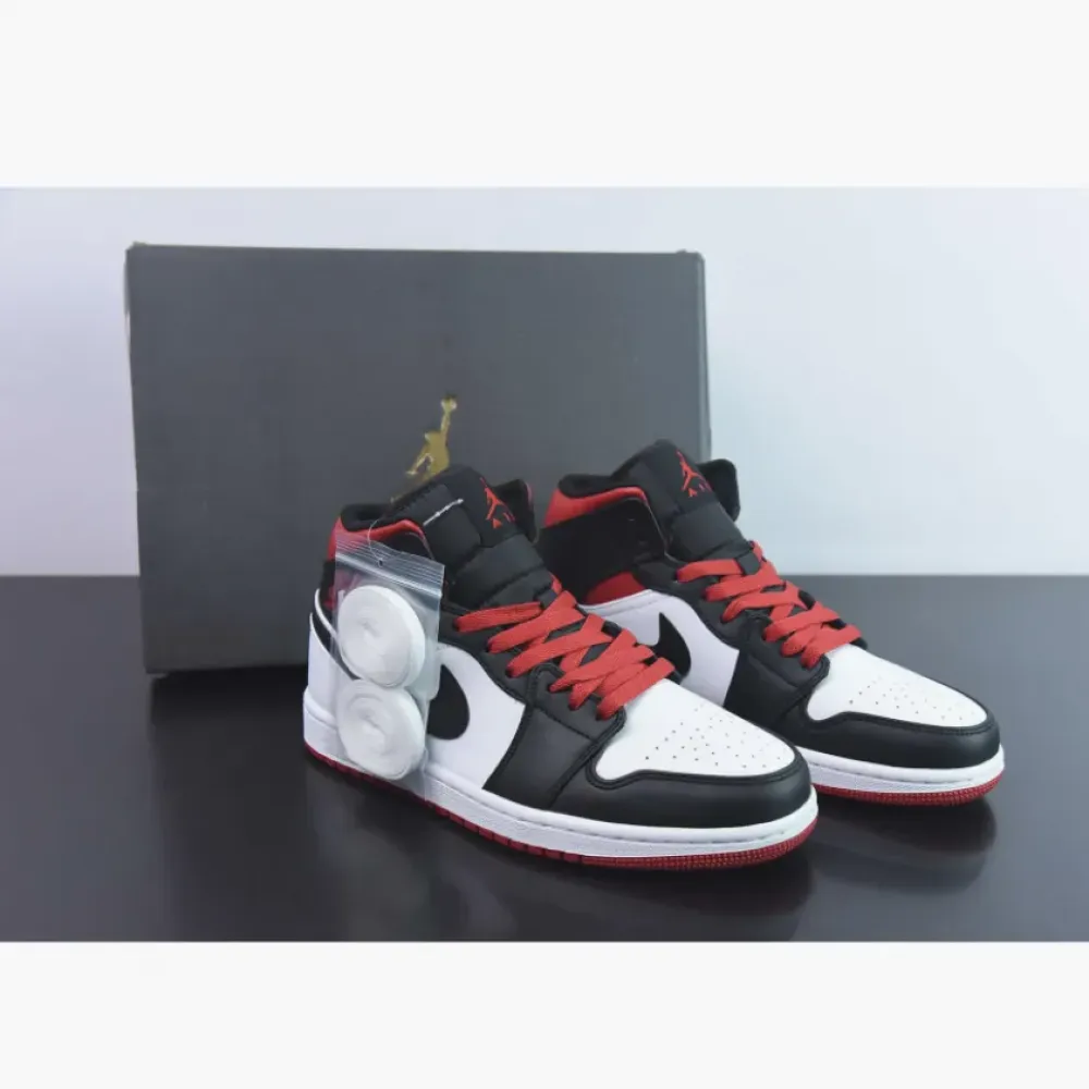 Air Jordan 1 Mid “Black Toe” White/Gym Red-Black  DQ8426-106