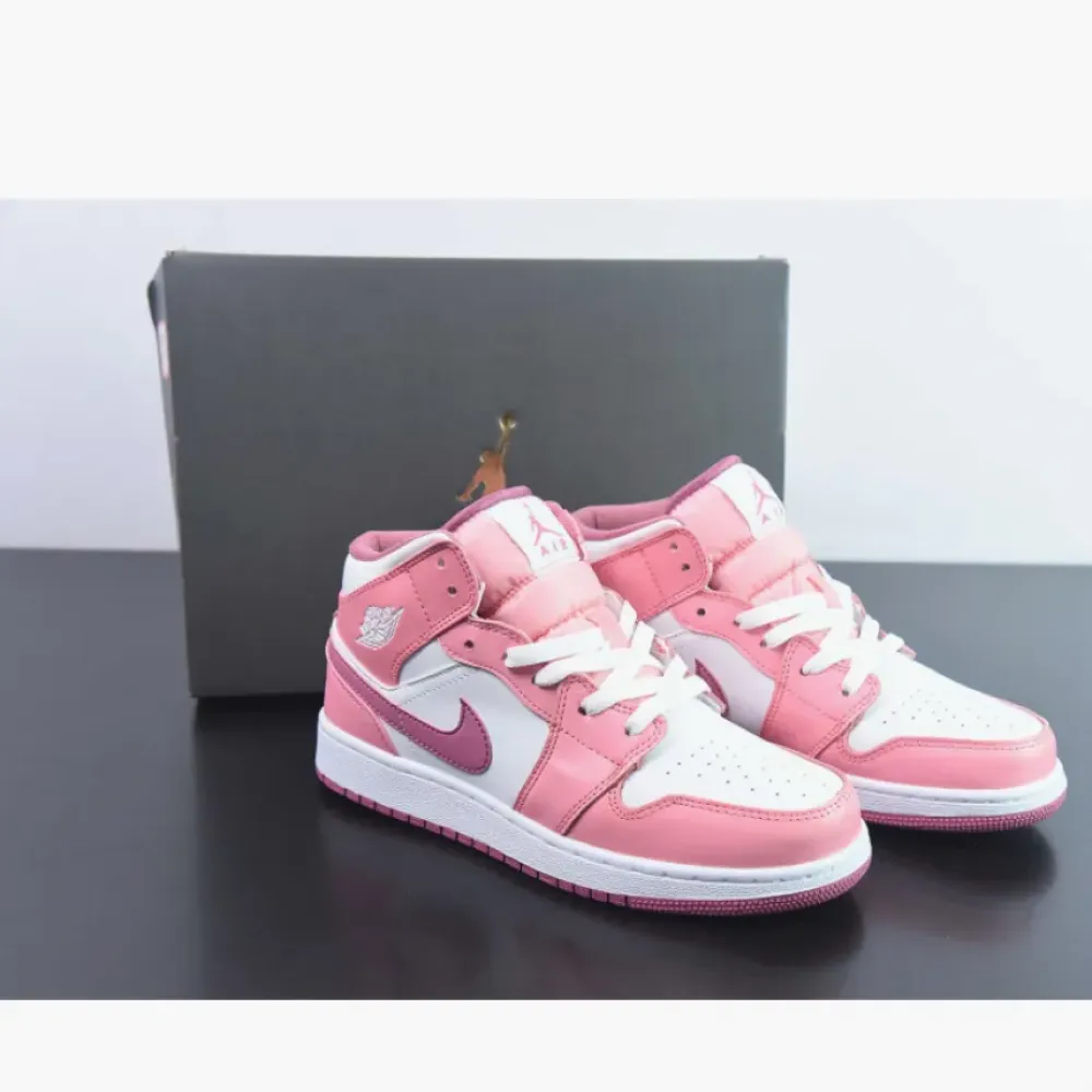 Air Jordan 1 Mid ‘Valentine’s Day’ Coral Chalk/Desert Berry/White  DQ8423-616