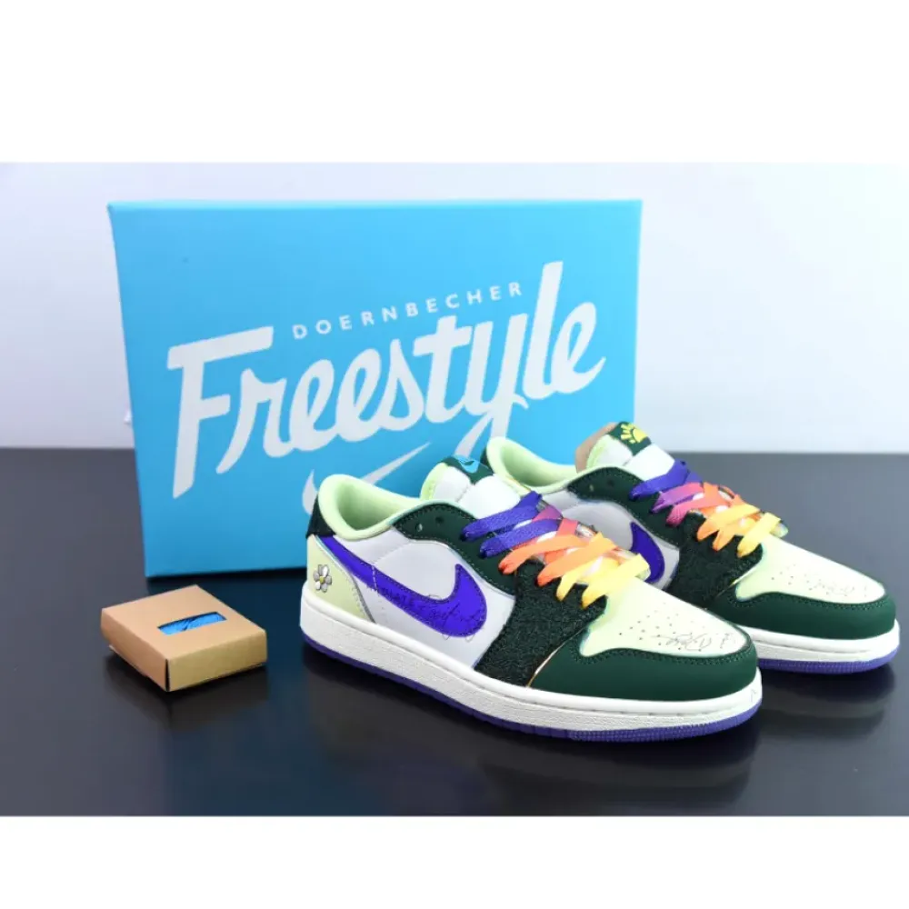 Air Jordan 1 Low “Doernbecher” Gorge Green/Court Purple-White  FD9665-351
