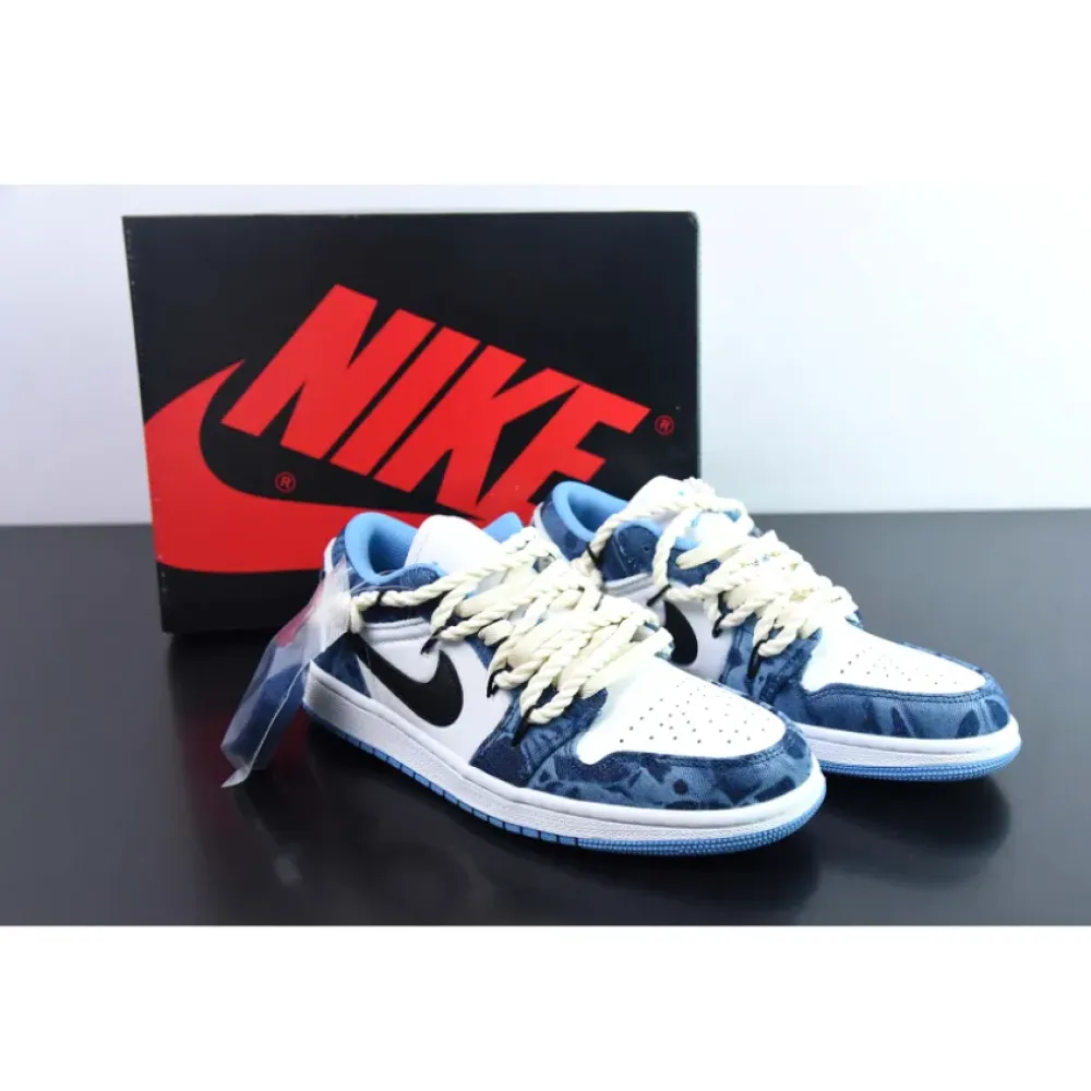 Custom Air Jordan 1 Low Washed Denim
