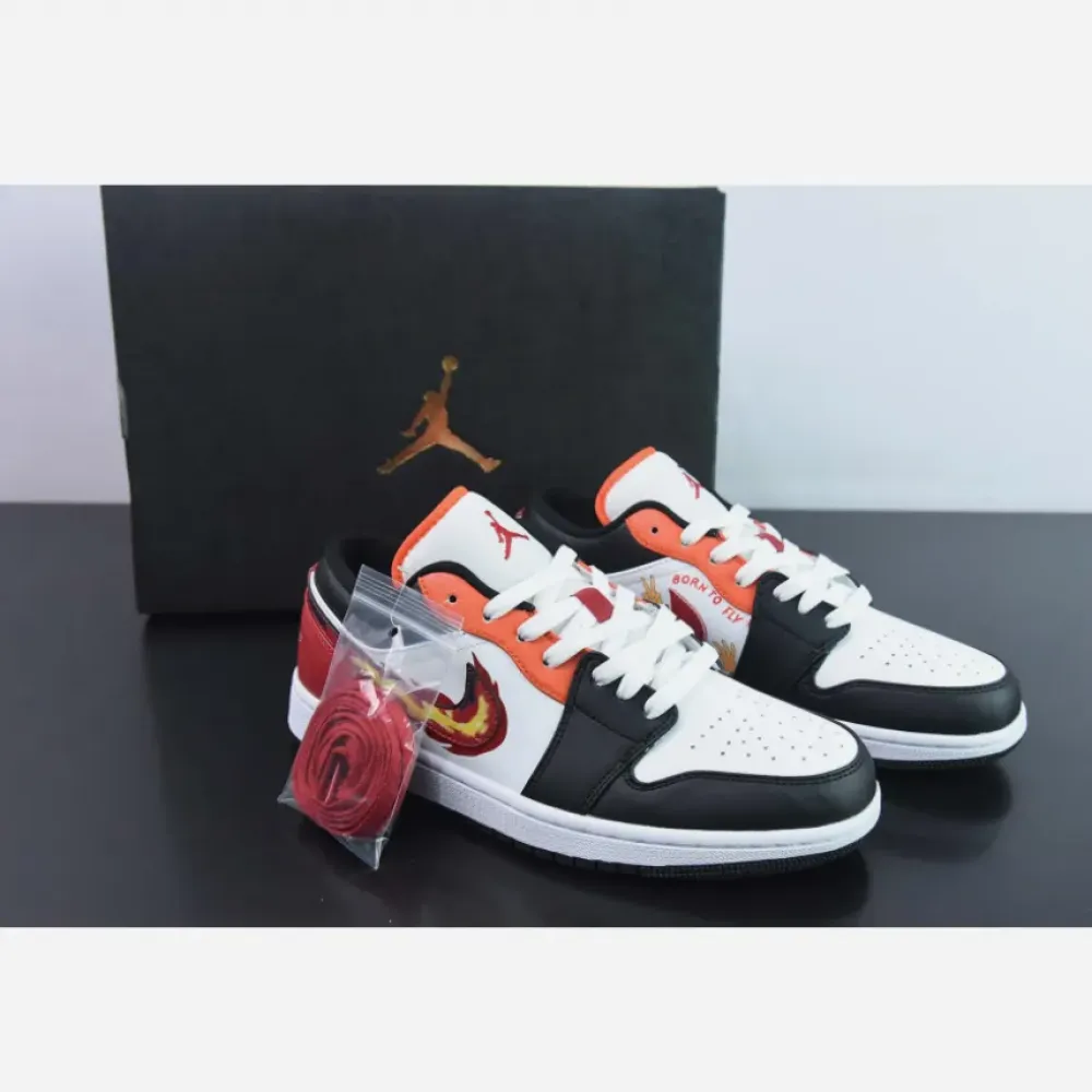 Air Jordan 1 Low Flaming Swoosh White/Black-Orange  FJ7222-101