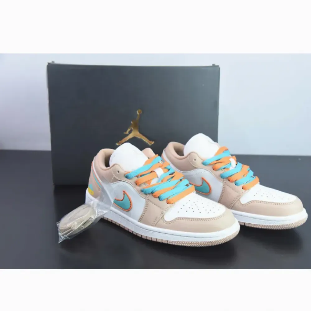 Custom Air Jordan 1 Low Sunset Haze/White/Bright Citrus