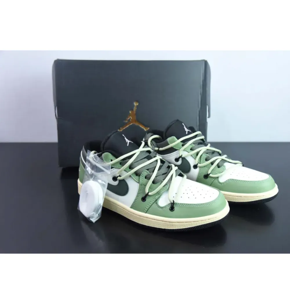 Custom Air Jordan 1 Low White Black Green
