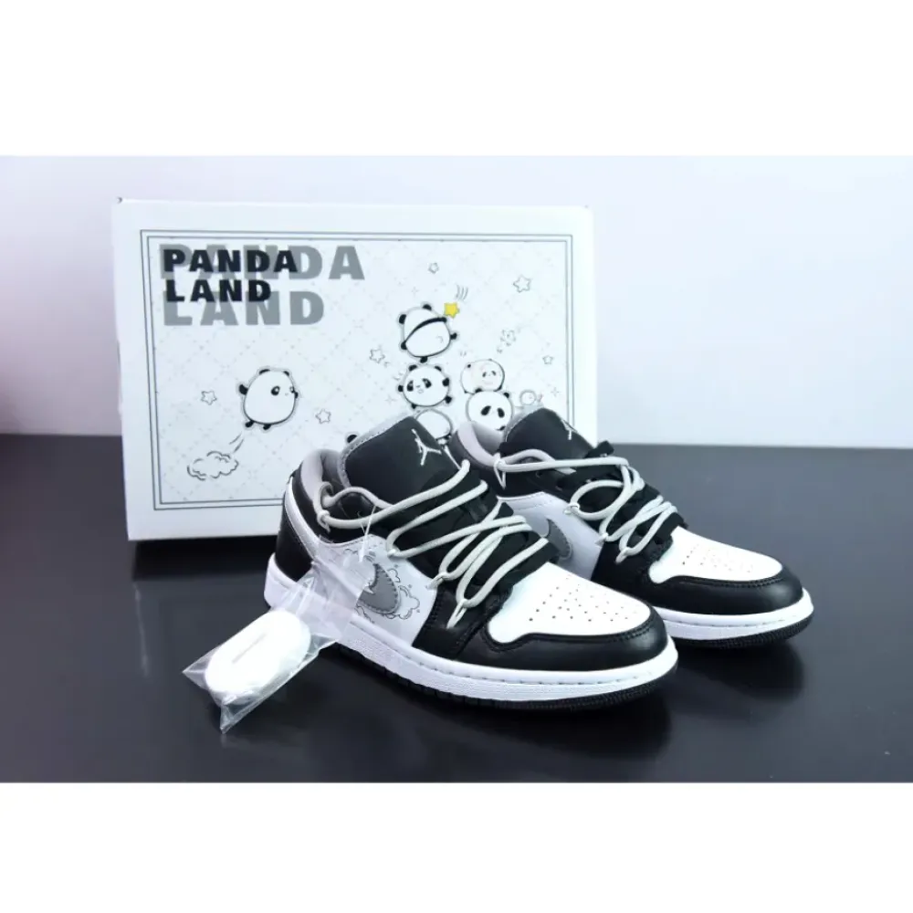 Custom Air Jordan 1 Low ‘Panda’ White Black