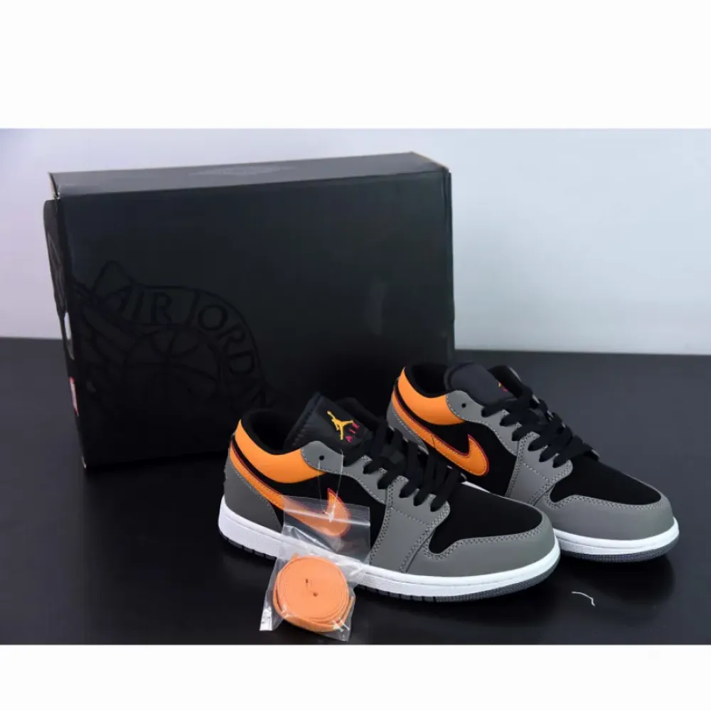 Air Jordan 1 Low Black/Vivid Orange-Light Graphite  FN7308-008
