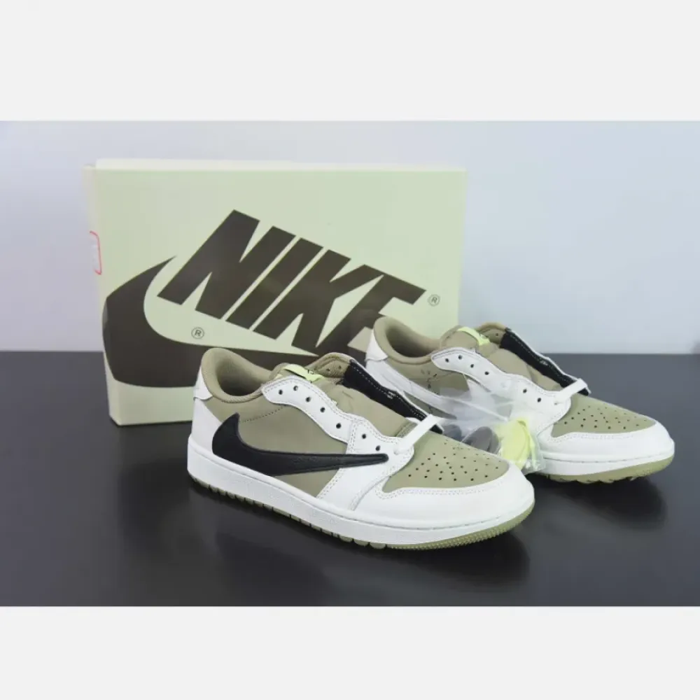 Travis Scott x Air Jordan 1 Low Golf Neutral Olive/Black-Sail-Light Lemon Twist FZ3124-200