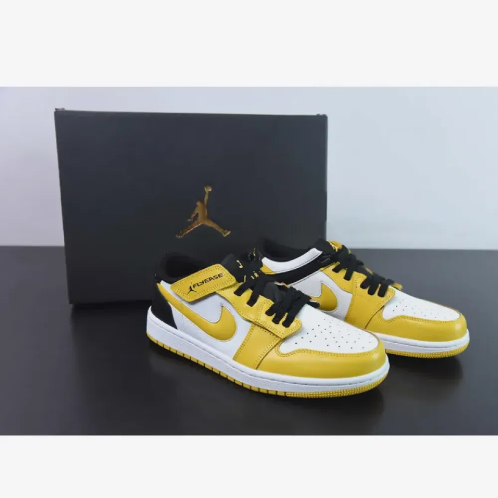 Air Jordan 1 Low FlyEase “Taxi” White/Black-University Gold  DM1206-107