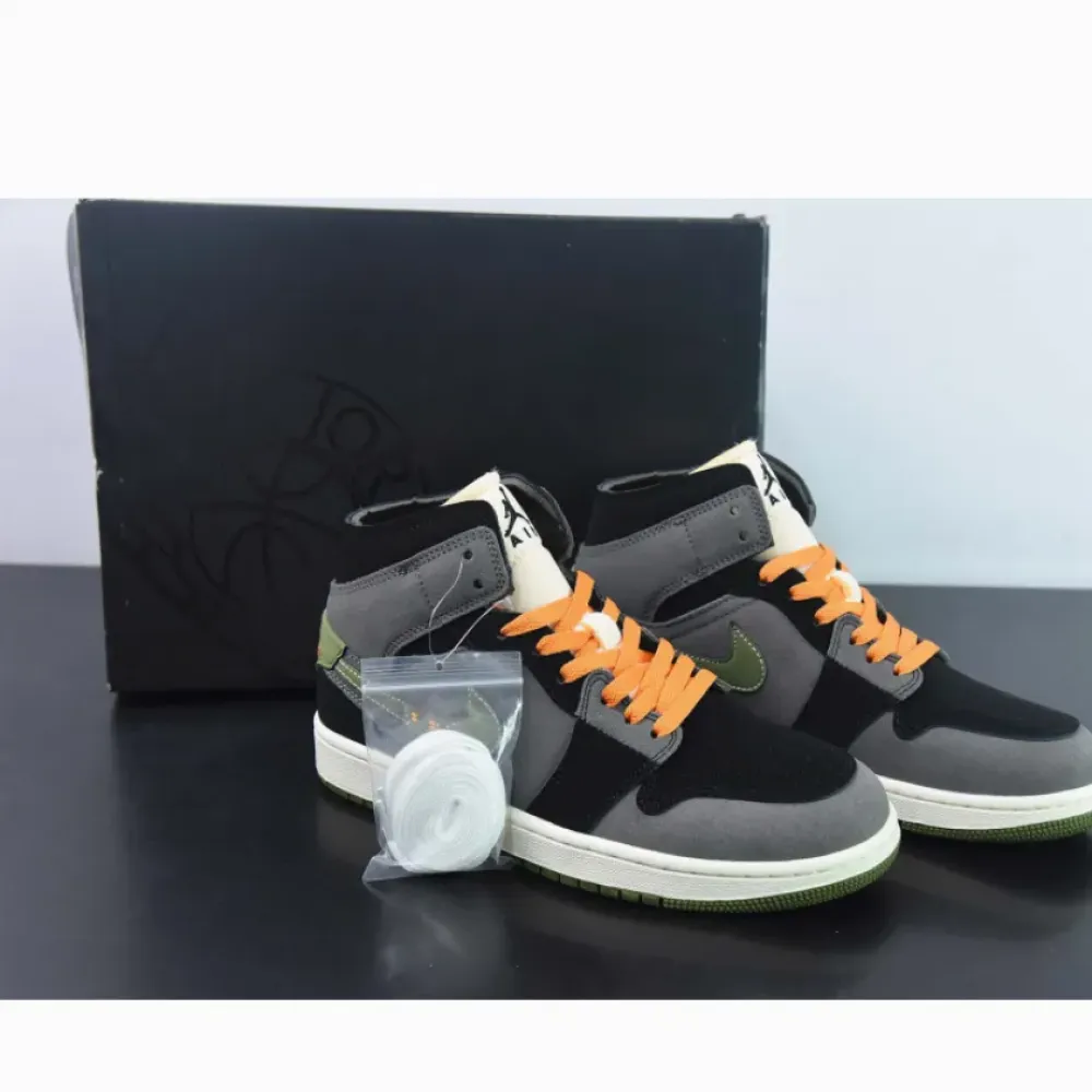 Air Jordan 1 Mid SE Craft “Halloween” Black Light Olive  FD6817-003