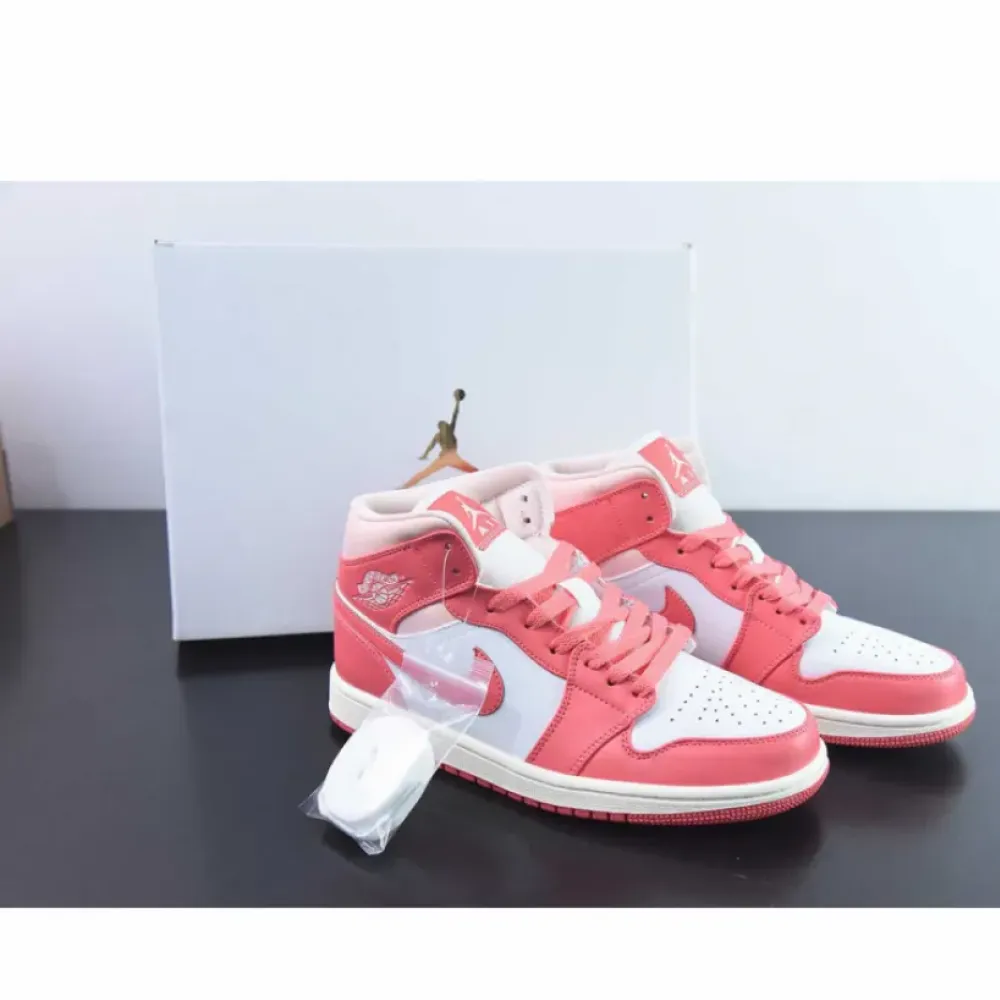 Air Jordan 1 Mid “Strawberries And Cream” White Pink  BQ6472-186