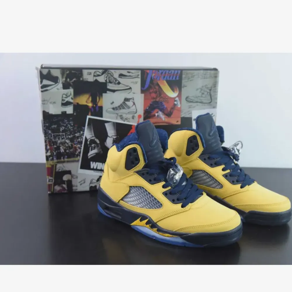 Air Jordan 5 Retro Michigan Amarillo/College Navy  CQ9541-704