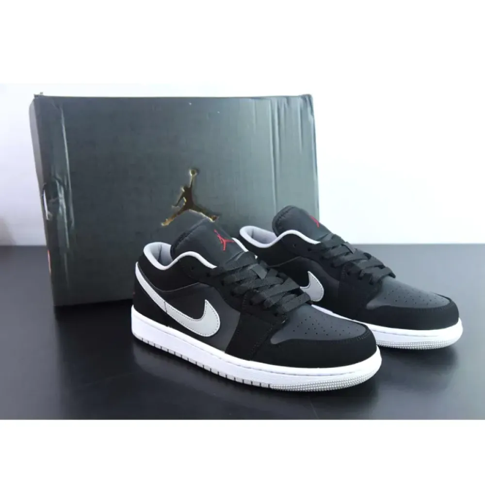 Air Jordan 1 Low Black/University Red-Cement Grey  553558-032