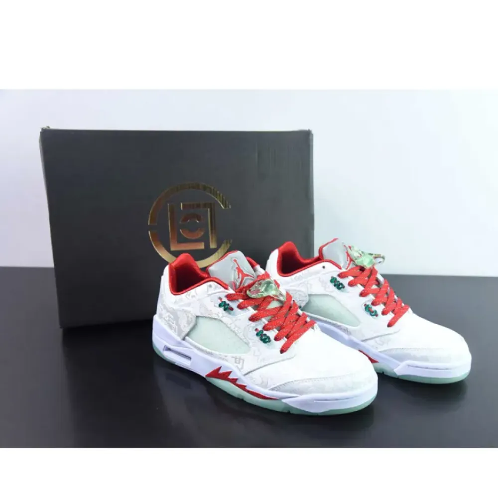 CLOT x Air Jordan 5 Low White Silk