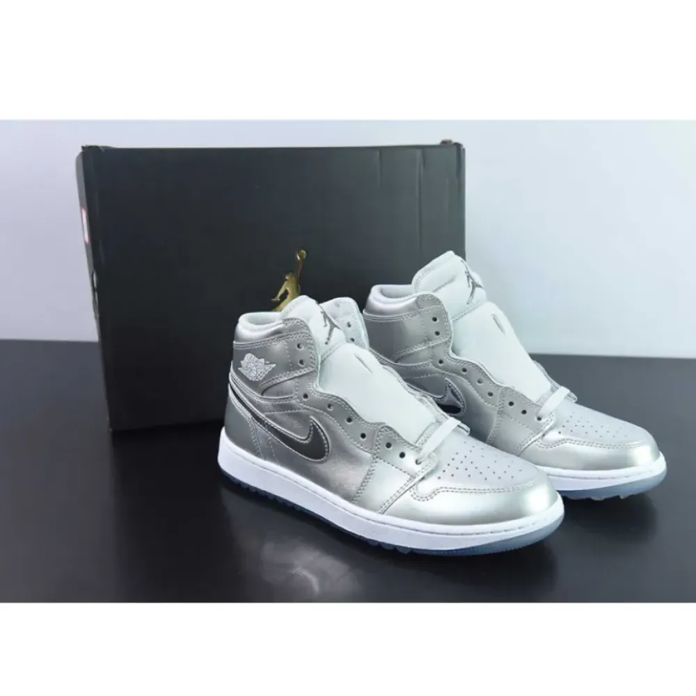 Air Jordan 1 High Golf “Gift Giving” Metallic Silver White  FD6815-001