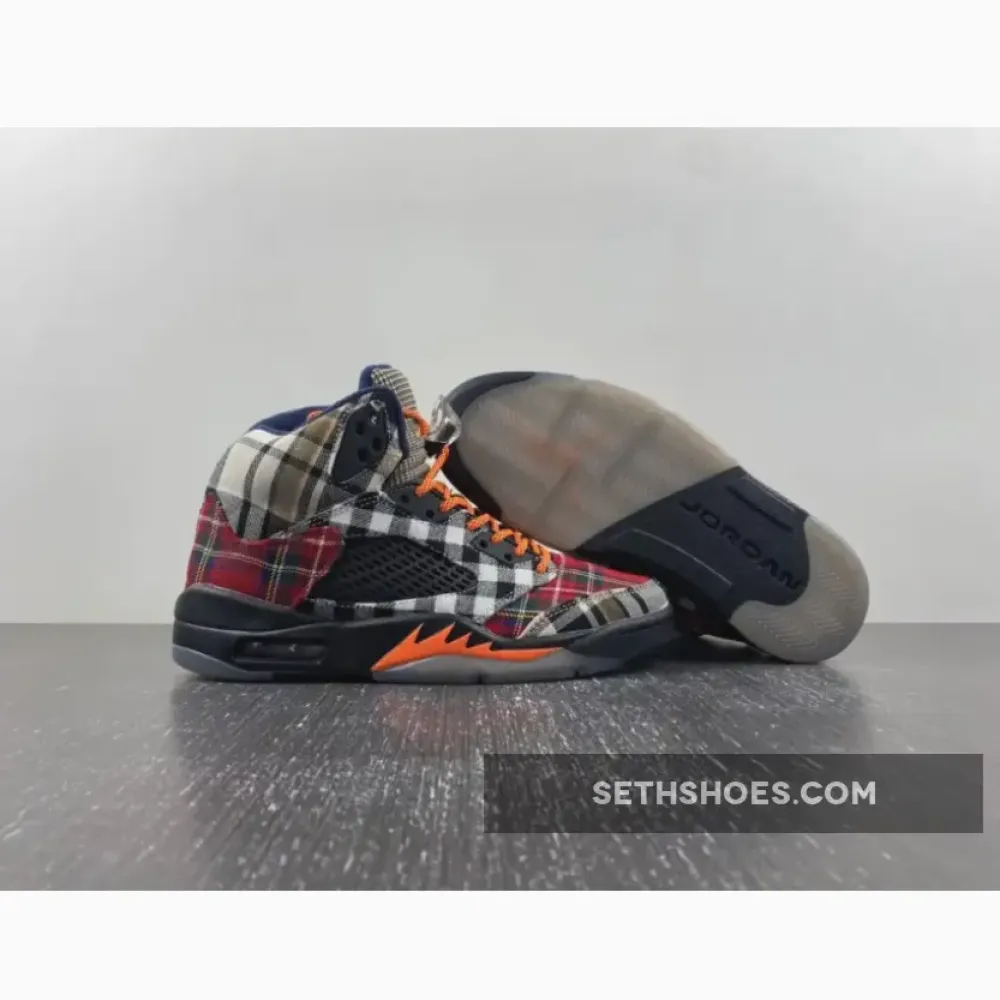 Air Jordan 5 Plaid Black/Total Orange  FD4814-008