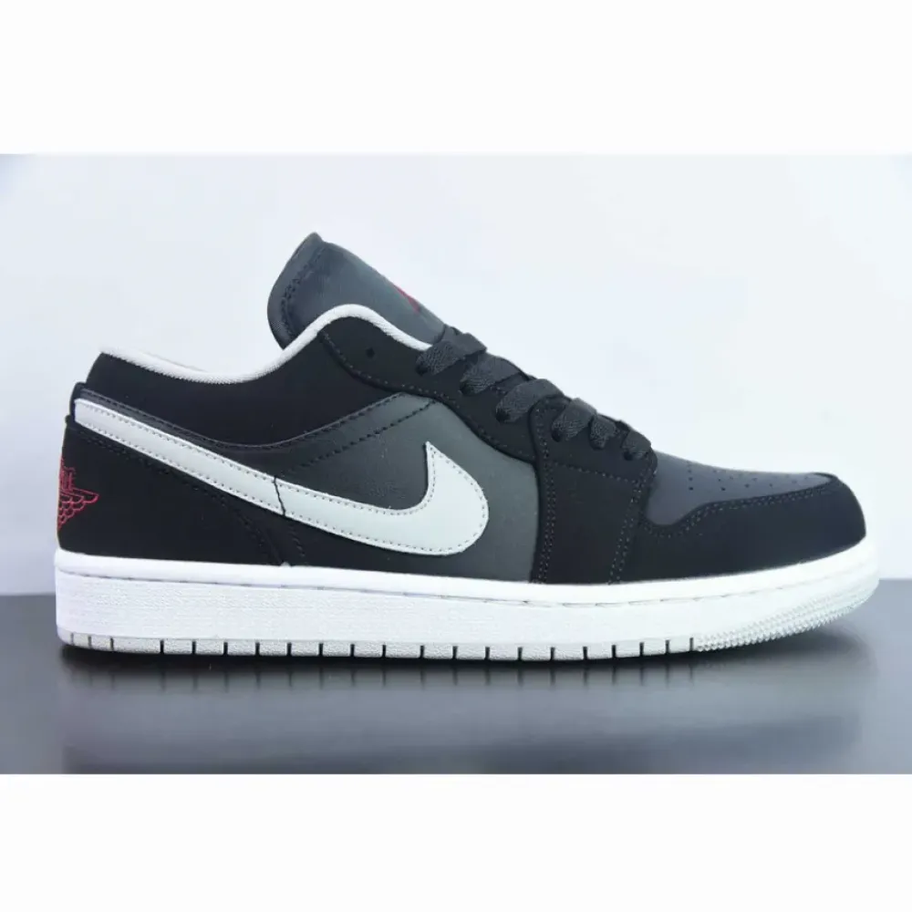 Air Jordan 1 Low Black/University Red-Cement Grey  553558-032