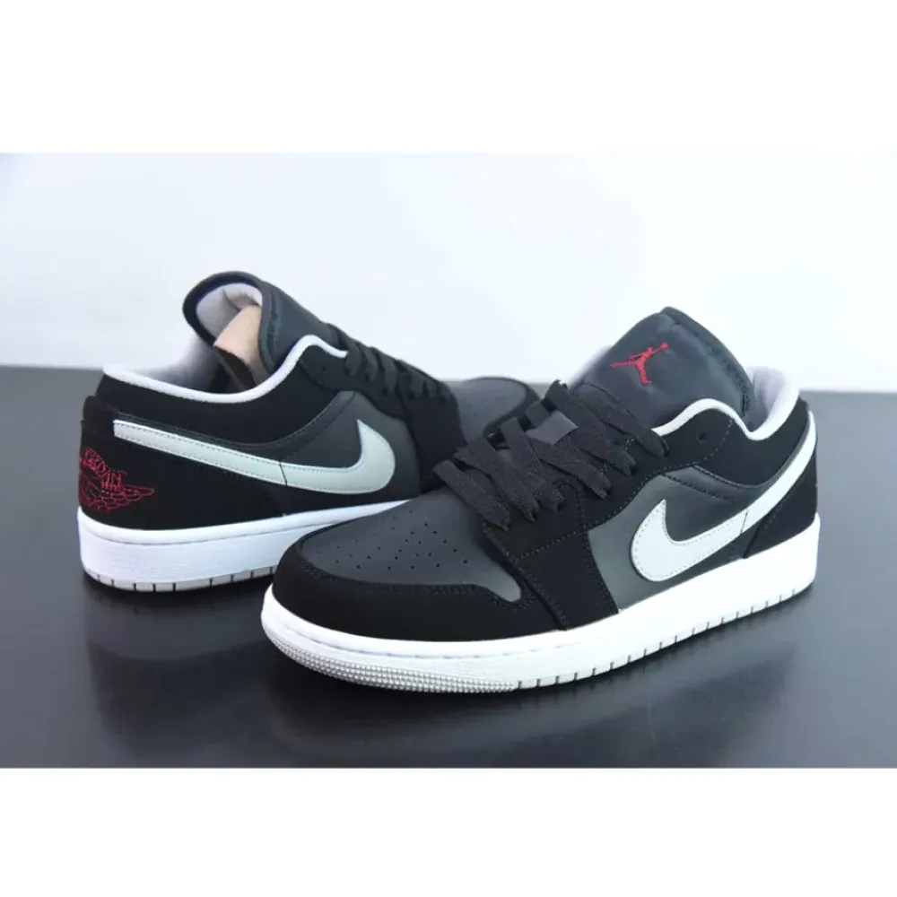 Air Jordan 1 Low Black/University Red-Cement Grey  553558-032
